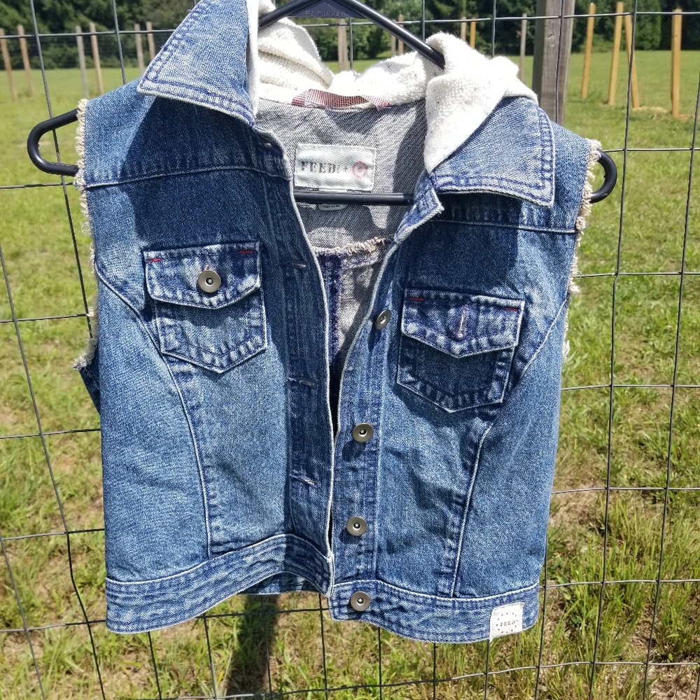 Hooded Denim vest FEED USA small